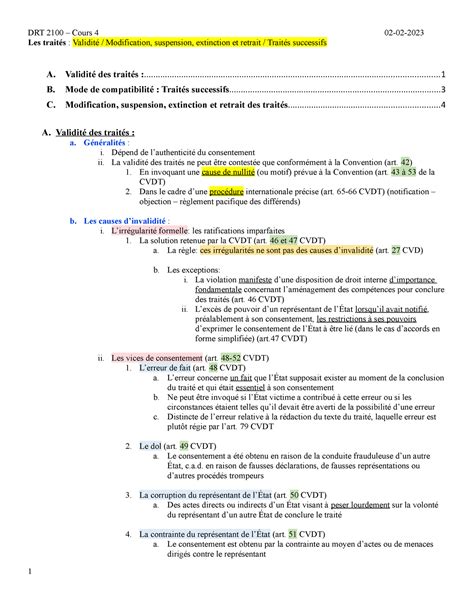 DRT 2100 Cours 4 Ingride Roy Les traités Validité