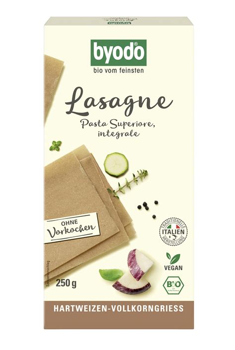 Byodo Bio Lasagne Vollkorn Pasta Superiore Integrale 250 G 12 X 250g