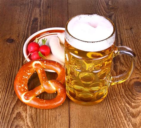 Beer And Pretzel Radish And White Sausage Stock Photo Image Of