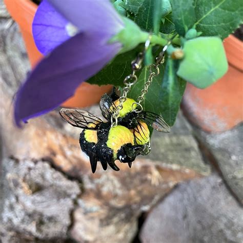 Bumblebee Dangle Earrings Insect Bee Jewelry Handmade Etsy