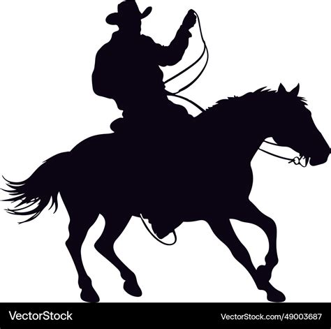 Cowboy silhouette in horse side view Royalty Free Vector