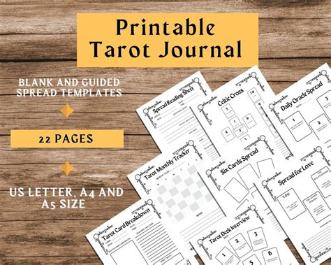 Tarot Journal Printable Tarot Workbook Spreads Oracle Card Pdf