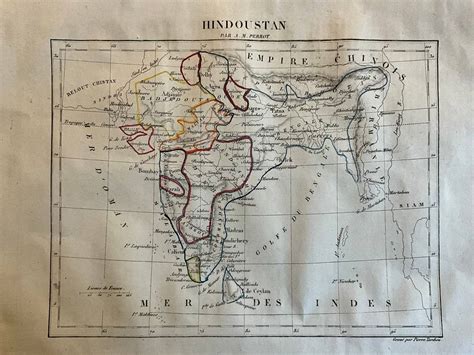 1837 India. British Empire Map. By A. Perrot Auction