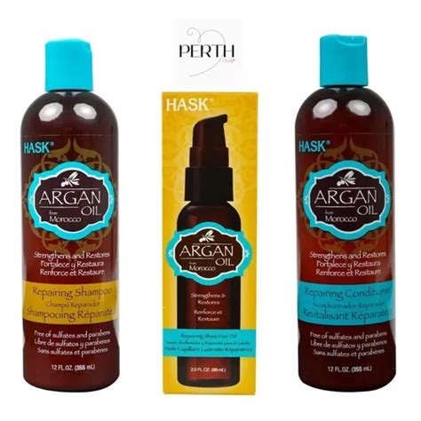 Kit Reparador Para Cabello Hask Con Aceite De Argán 3 Pzas Cuotas Sin Interés