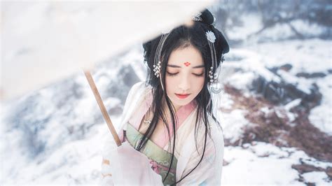 Hanfu Asian Black Hair Chinese Dress HD Wallpaper Rare Gallery