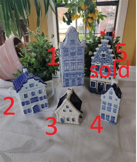 Vintage Royal Delft Blauw Tall Canal House Delft Blauw Canal House