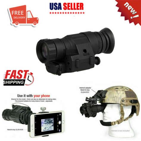 Ir Hd 2x Monocular Night Vision Helmet Scope Hunting Nvg Rhino Arm