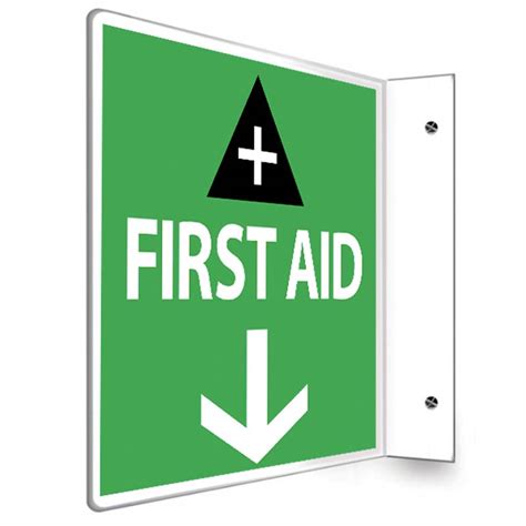 Acrylic 90d Projecting Safety Sign 118 8x8 First Aid Visual