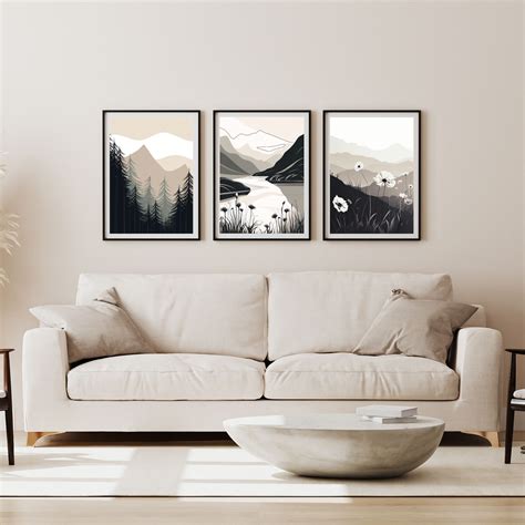 Minimalist Nature Wall Art Set of 3 Neutral Color Set Featuring a ...