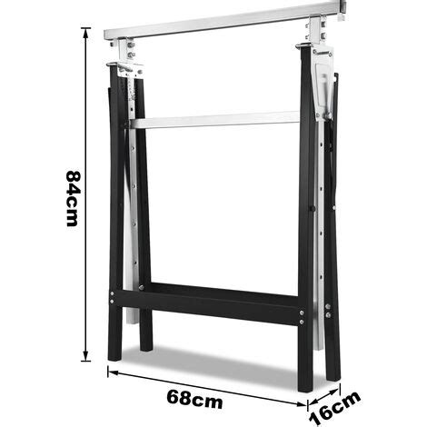 EINFEBEN Lot de 4 tréteaux pliables télescopiques Métal Pliable Noir