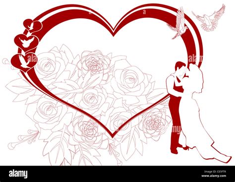 Red wedding frame Stock Photo - Alamy