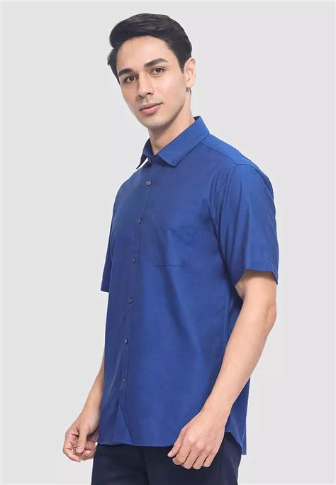 Buy Daniel Hechter Solid Cotton Short Sleeve Dress Shirt Online