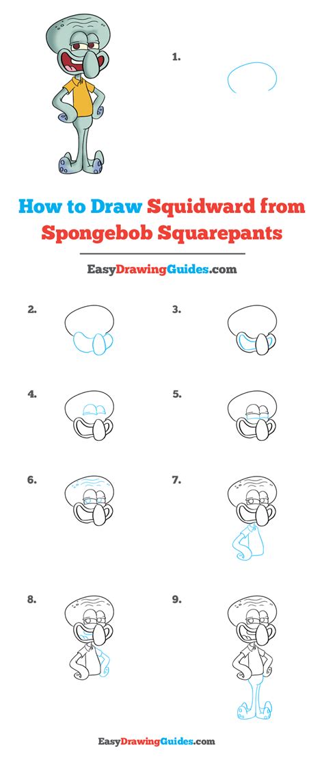 How to Draw Squidward from Spongebob Squarepants - Really Easy Drawing ...