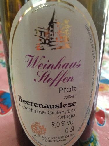 Weinhaus Gebruder Steffen Bockenheimer Grafenstück Ortega Beerenauslese