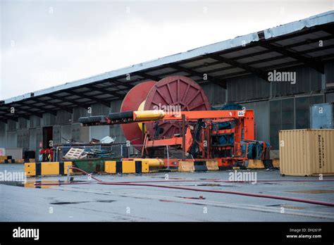 Huge Steel Cable Drum Undersea Cable Laying Stock Photo Alamy