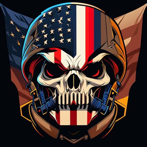 Premium Vector Iconic American Flag Skull Head Tshirt Graphic Concept