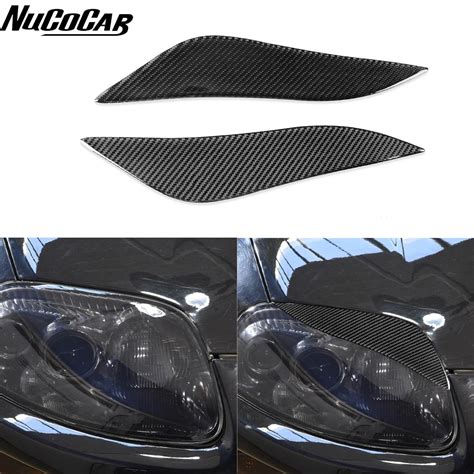 1 Pair Headlight Eyelid Headlamp Eyebrow Strip Trim Decal Carbon Fiber