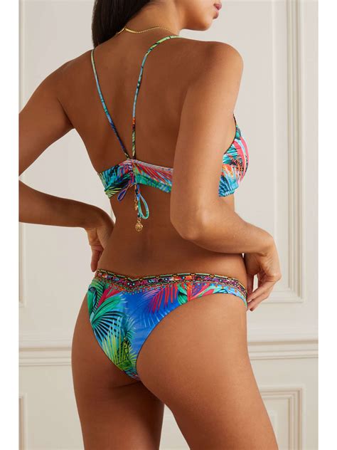 Camilla Crystal Embellished Printed Bikini Briefs Net A Porter