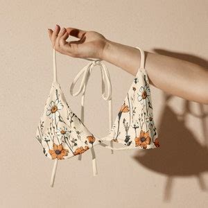Retro Bikini Top Retro Floral Triangle Bikini Top With Meadow Flowers Daisy Bikini Top