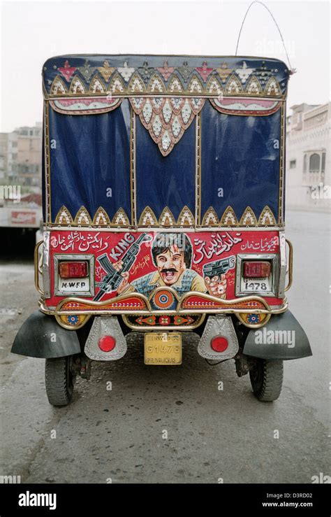 Peshawar, Pakistan - A Pakistani auto rickshaw decorated with the ...