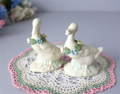 Miniature Vintage Ducks Tiny Porcelain Birds White Blue Etsy Canada