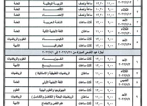 جدول امتحانات الثانوية العامة 2023 اعرف مواعيد الإجازة في مصر