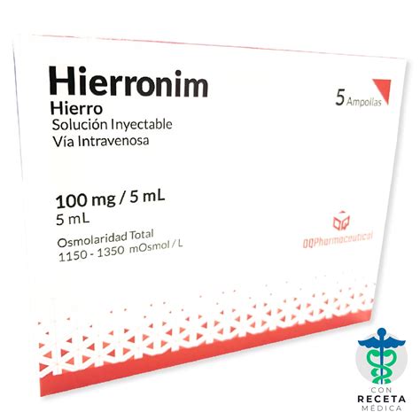 Hierronim Sacarato Mg Ml Oqpharmaceutical Caja X Unid Pj Farma