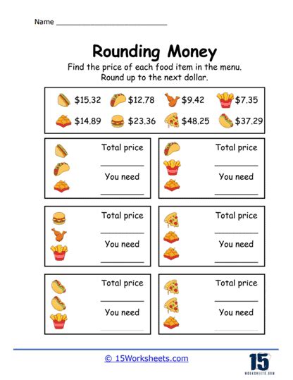 Rounding Money Worksheets 15