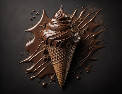 Premium Ai Image A Chocolate Ice Cream Cone With Chocolate Sauce On Top Of It With Generative Ai