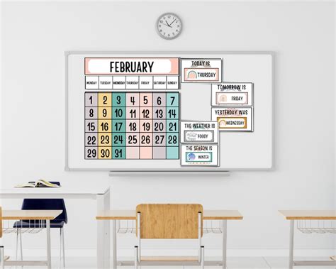 Boho Rainbow Classroom Calendar Display Editable Classroom Etsy