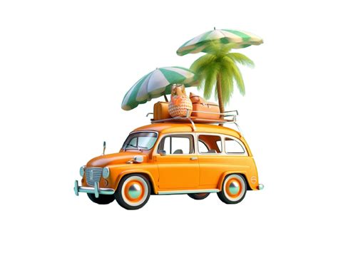 Funny Orange Retro Car with Summer Graphic by Nayem Khan · Creative Fabrica