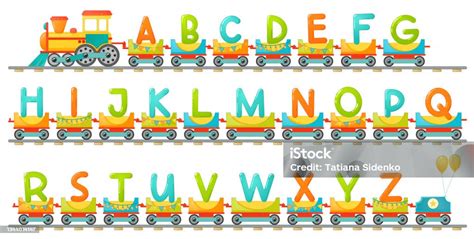 Train Alphabet For Kid In Cartoon Style Stock Illustration Download