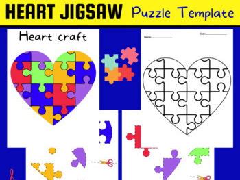 Heart Jigsaw Puzzle Template Cut And Paste Teaching Resources