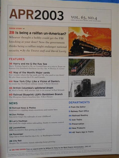 Trains Magazine 2003 April Inside NY Subways War Security Freedom