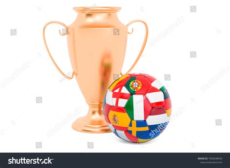 Golden Cup Trophy Soccer Ball Flags Stock Illustration 1993298435