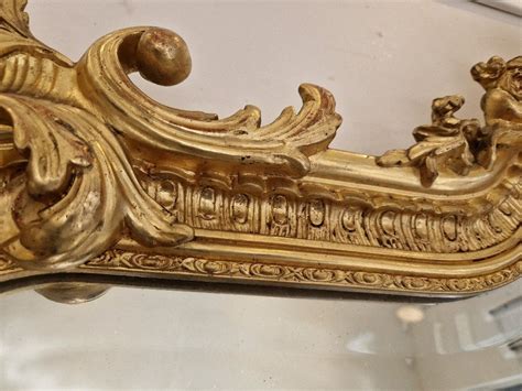 Proantic Tr S Large Miroir Louis Xv Glace Biseau Ancien Cm