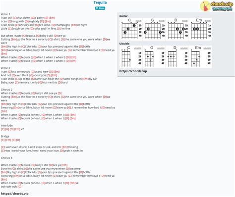 Chord Tequila Tab Song Lyric Sheet Guitar Ukulele Chords Vip