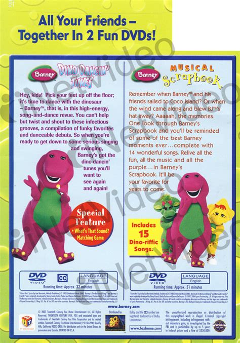 Barney Dino Dancin Tunes Musical Scrapbook Double Feature Maple On Dvd Movie