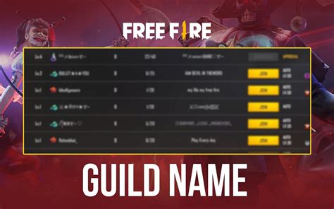 Best Free Fire Guild Name Styles In