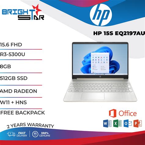 LAPTOP HP 15S EQ2197AU 15 6 FHD R3 5300U 8GB 512GB NVME SSD