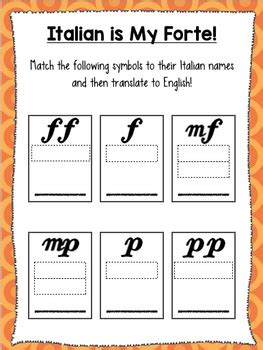 Music Dynamics Worksheet For Kindergarten