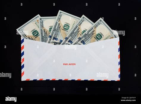 Five One Hundred American Dollar Bills In Par Avion Airmail Envelope