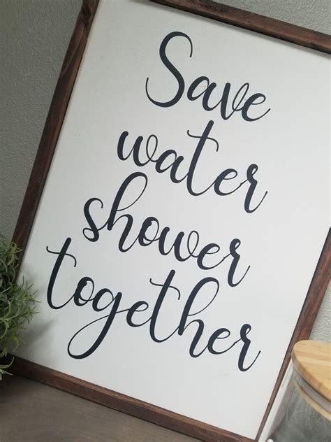 Save Water Shower Together Wood Sign Bathroom Wall Decor Etsy