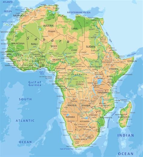 africa physical map  key
