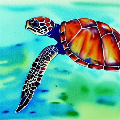 Watercolor Sea Turtle · Creative Fabrica