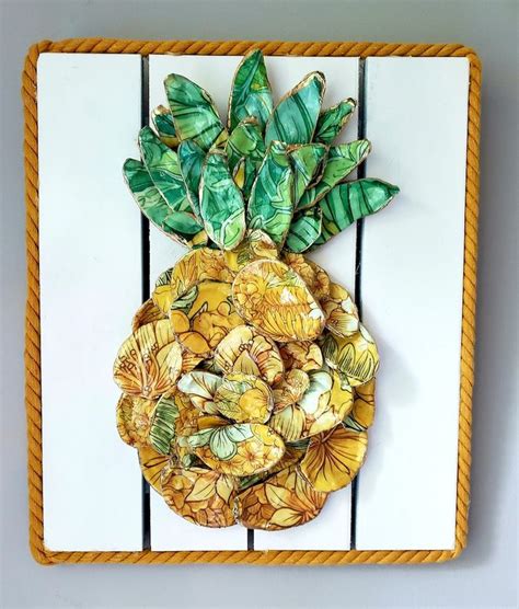 Oyster Shell Pineapple Oyster Shell Art Pineapple Art Etsy