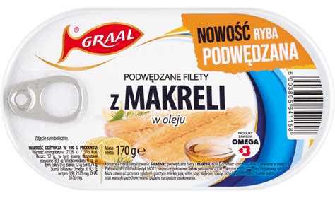 Podwędzane filety z makreli w oleju Graal