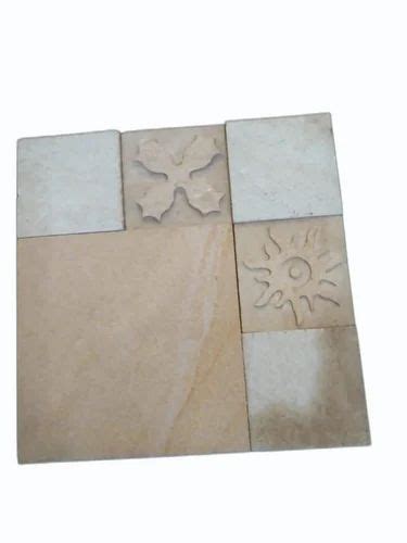 Brown And White Sandstone Wall Tile Size 18x18inch Thickness 15mm