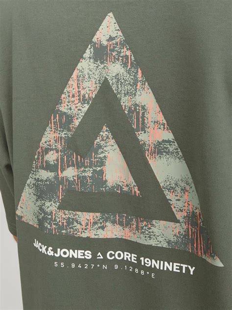 Printed Crew Neck T Shirt Medium Green Jack And Jones®