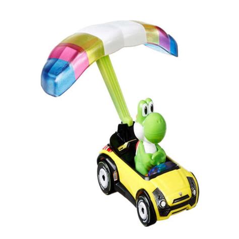 Mario Kart Hot Wheels Yoshi With Sports Coupe And Parafoil